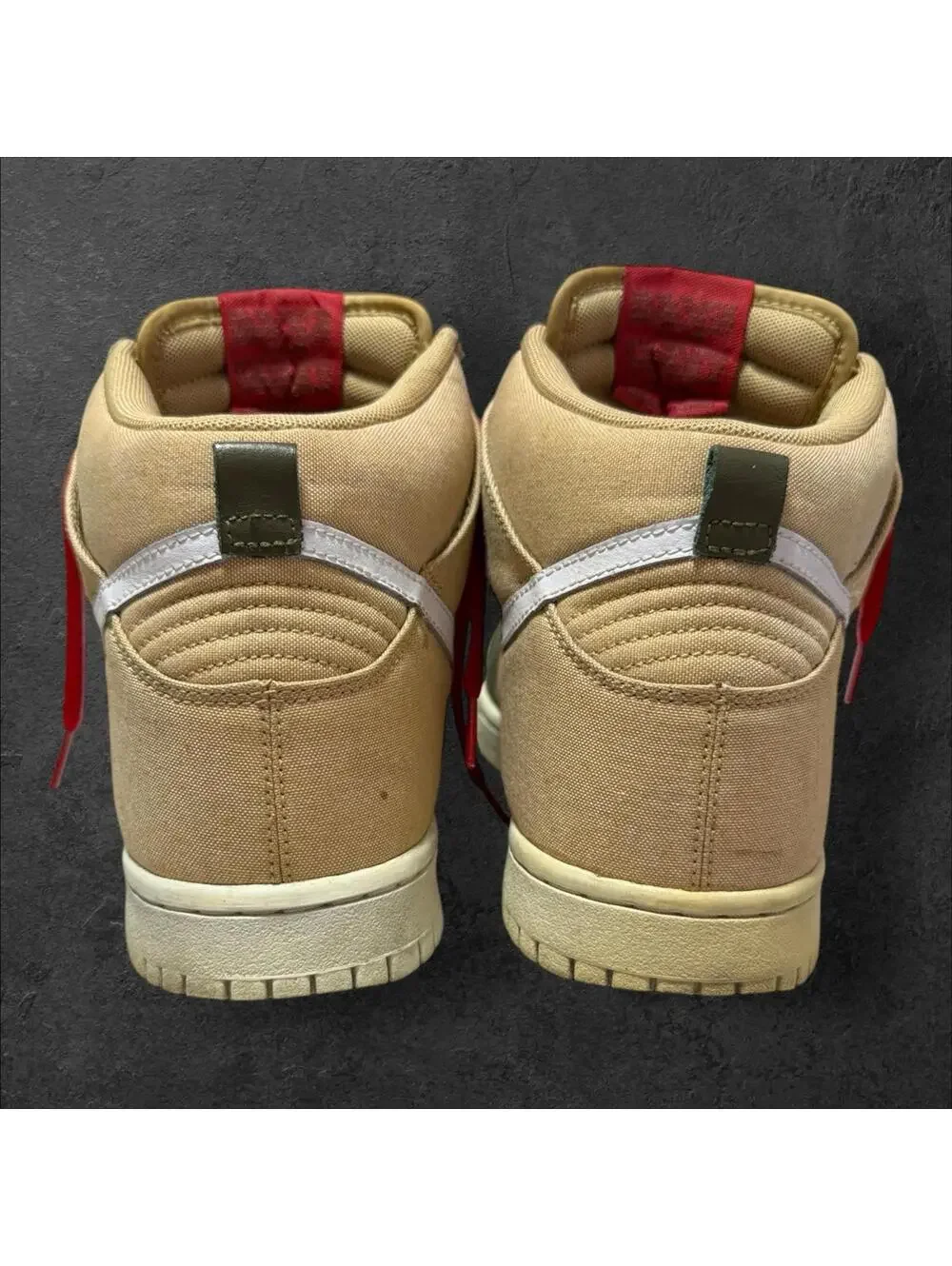 Nike Sneakers Mens 8.5 Beige Green Leather Dunk Jersey Gold Basketball 317982704